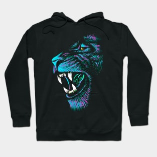 Artistic Lion Head - Blue Lion Drawing Hoodie